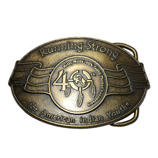 2004 Billy Mills Olympic Gold Medal 40th Anniversary Belt Buckle Brass Oval