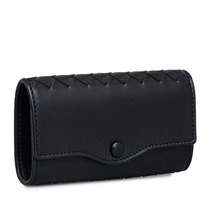 Bottega Veneta Intrecciato Key Case 6 Strands Black Leather