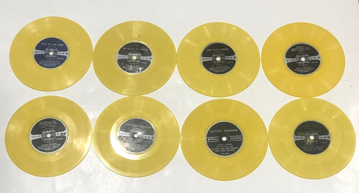 Yellow Vinyl Records 78rpm Vintage Golden Lot of 8 50s-60s