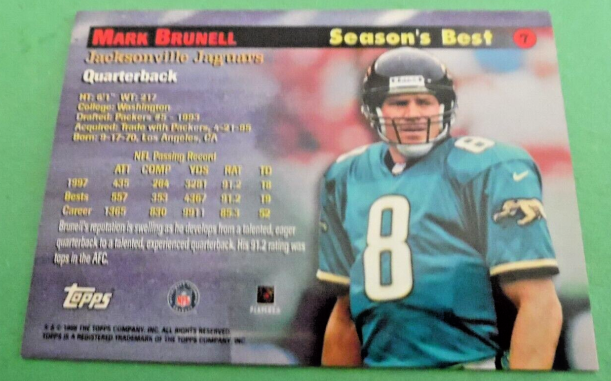 Mark Brunell 1998 Topps 7 Season's Best Gunslingers Football Card