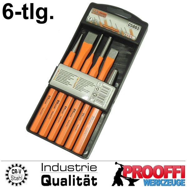 6-Tlg QualitäTs Splintentreiber Meissel KöRner Splint Durch Treiber Set Crv-image