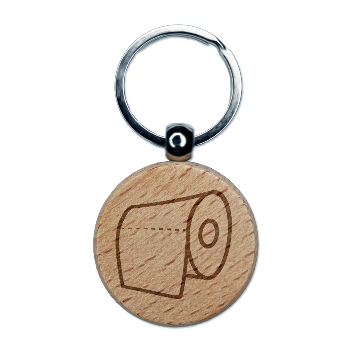 Doodle Engraved Wooden Toilet Paper Keychain Charm Tag  