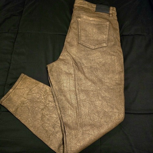 Ralph Lauren NWOT Women's High Rise Gold Metallic Jeans Size 16 W - Picture 4 of 9