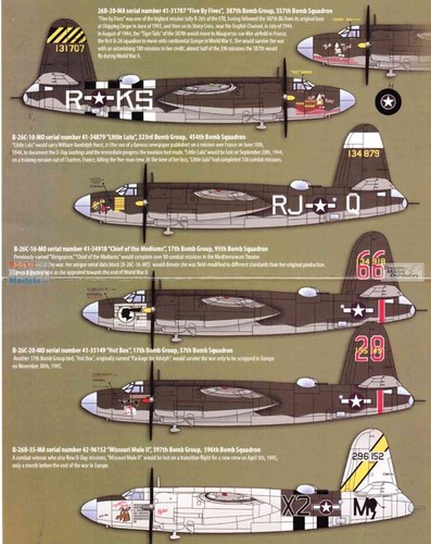 Decalcomanie Zotz 1/48 #48051 Martin B-26B e B-26C Marauder Of The ETO - Foto 2 di 5