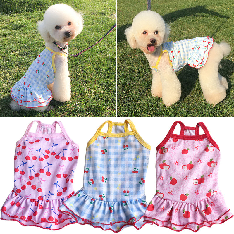 Cute Dog Skirt Pet Dress Fruit Printed Sling Skirt Sweet Cat Small Dog