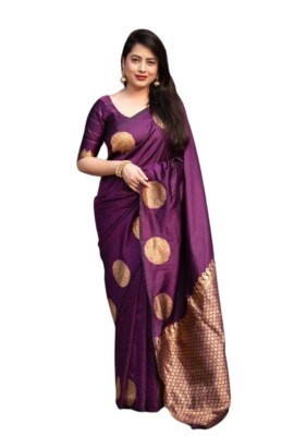 Women's Kanjivaram Soft Pure Silk Banarasi Sarees With Blouse Piece