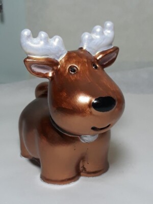 Adorable Handmade Hand Painted Resin Christmas Moose