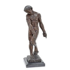 9934799-DS Bronze Sculpture Male Nude Adam Stylized Stone Base 37X15Cm, 3 Kg