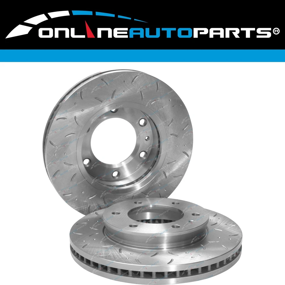 Front Slotted Dimpled Disc Brake Rotors + Pads for Ford Ranger PX 2011~19 302mm - image 2 of 4