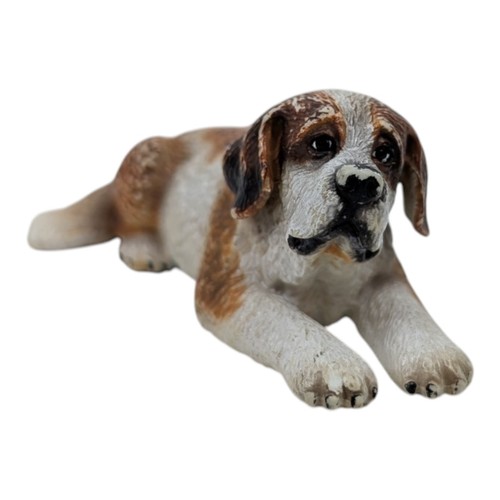 SCHLEICH GERMAN 2008 ST BERNARD Dog Lying Down Retired FIGURINE