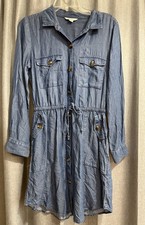 American Eagle Size Small Chambray Denim Blue Long Sleeve Button Dress