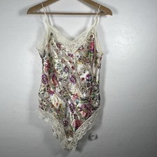 Vtg Shirley of Hollywood NWT Womens Sz M Nylon Bodysuit Nightie Floral Lace