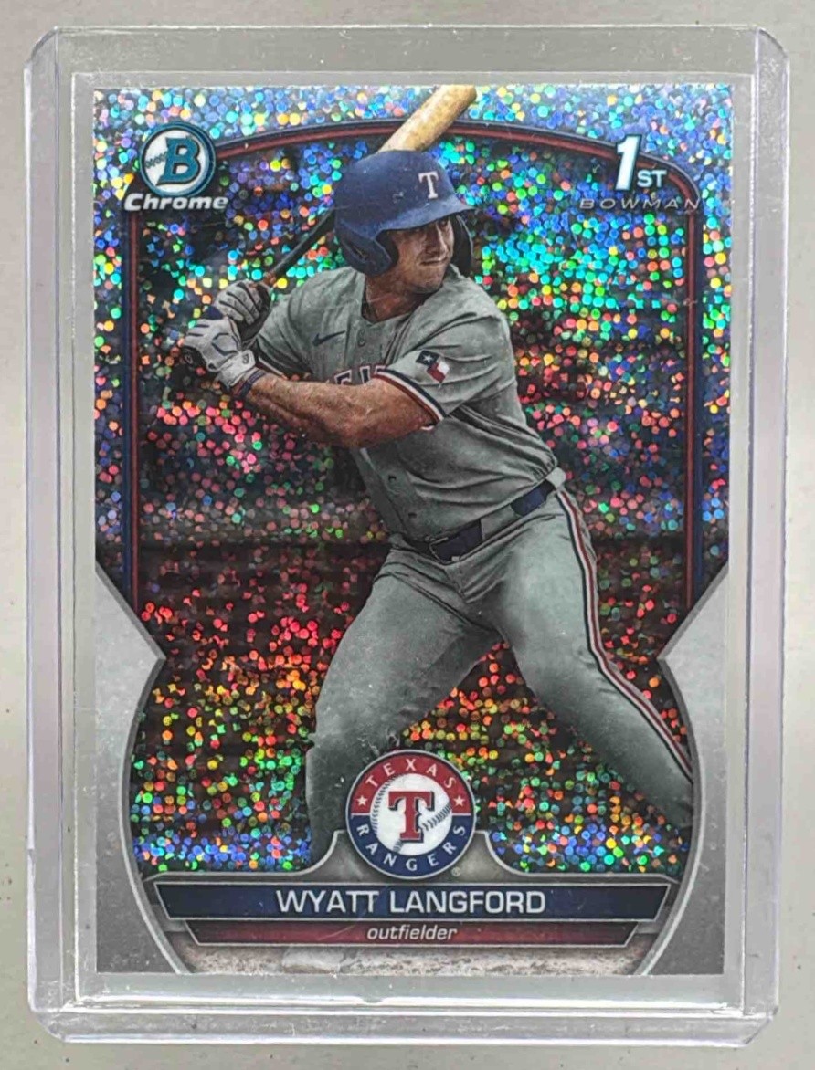 Wyatt Langford 2023 Bowman Chrome Draft #BDC-106 Sparkle Refractor 1st RC