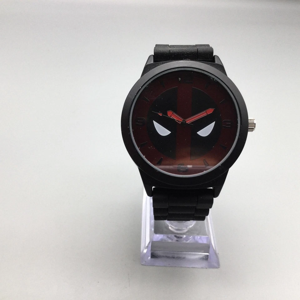 Reloj Marvel Deadpool Hombre 45mm Negro Rojo Dial Accutime DEP1921 Batería Nueva Foto 3 de 4
