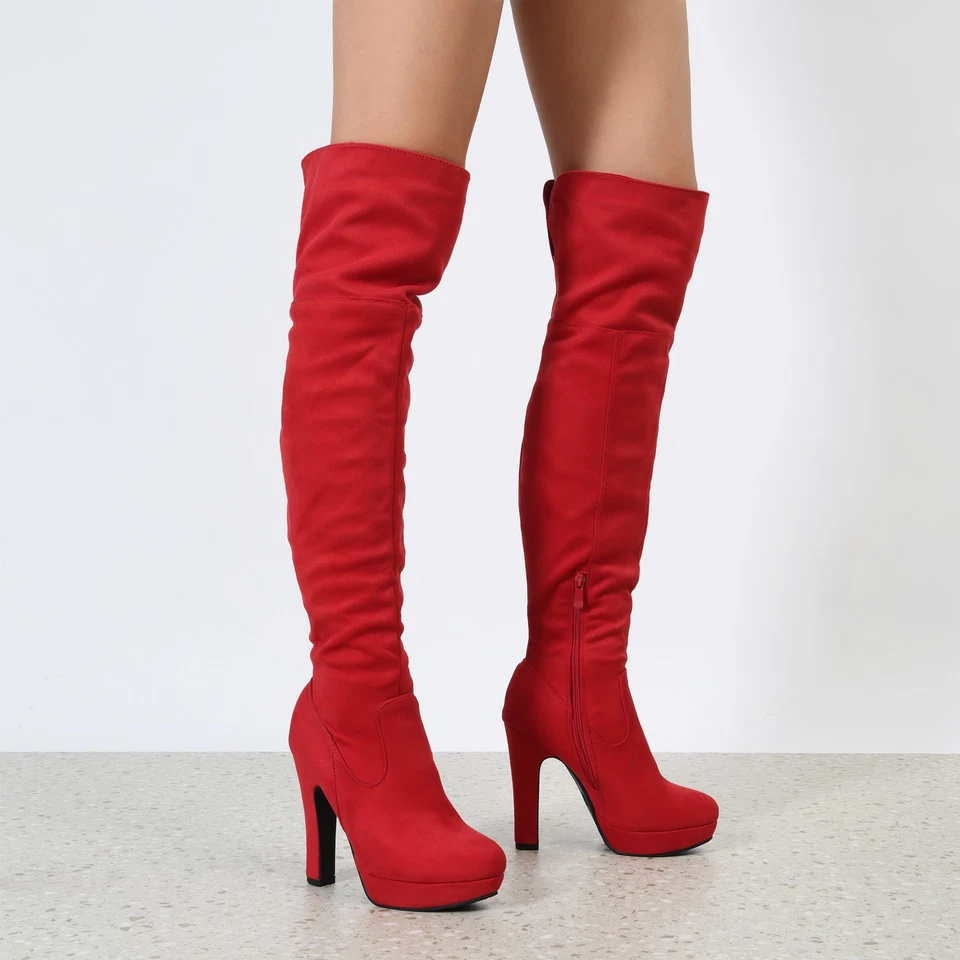 Women's Sexy Over The Knee Boots Fashion Thigh High Ladies Sexy High Heel Boots - Image 4 of 4