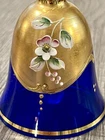 Murano Italy Glass Bell Cobalt Blue 24k Gold Venetian Bohemian Antique Vintage