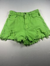 BDG Urban Outfitters Women's Shorts Sz 27 Green Denim Distressed A-Line Casual