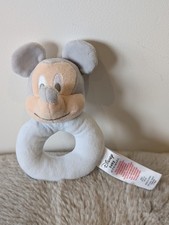 Disney Primark Micky Mouse Blue Soft Plush Ring Rattle Toy