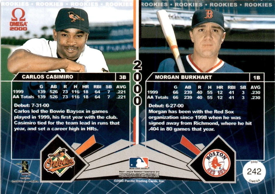 2000 Pacific Omega #242 Carlos Casimiro / Morgan Burkhart #/999 - Image 2 of 2