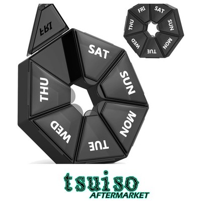 Secure & Stylish Black Pill Organizer - Compact Travel Dispenser with Reminders