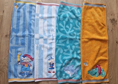 HABA 4x Handtuch 45x80 für Kinder - Pirat, Wikinger, Haifisch, Krokodil