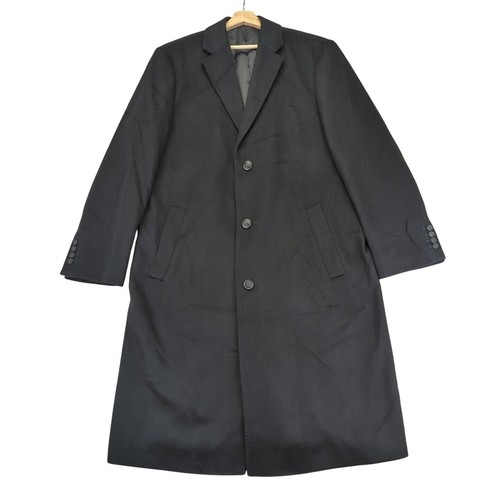 Hart Schaffner Marx, Hart Schaffner Marx Mens 100% Cashmere Overcoat Black 42R 3-Button Topcoat