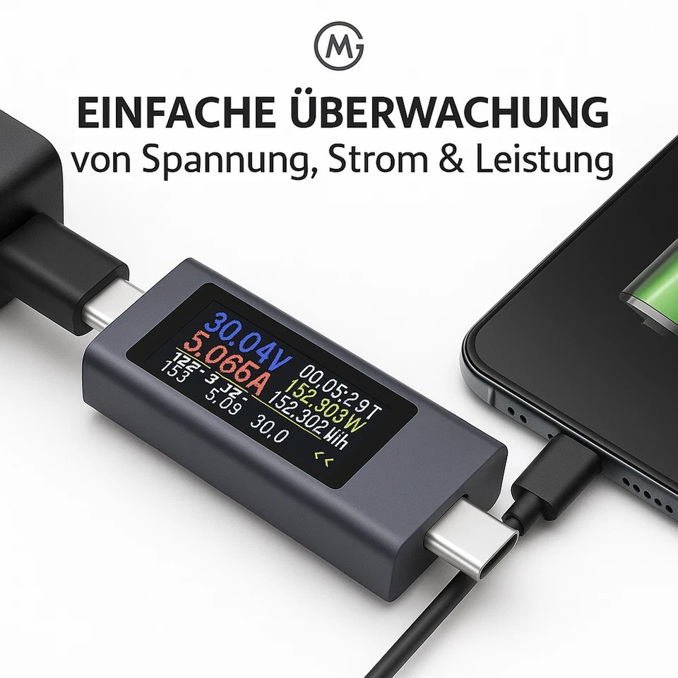 Type-C Digital Voltmeter Amperemeter 4-30V 12A Leistungsmesser DE. - Bild 2 von 4