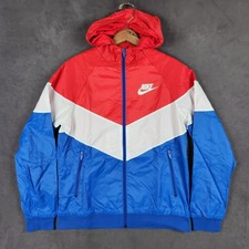 Nike Windrunner Hooded Jacket Boys XL Red White Blue Full Zip CJ6722-657 Youth