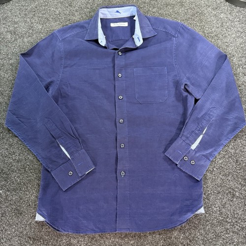 Tommy Bahama Shirt Mens S Blue Linen Cotton Long Sleeve Button Up Marlin