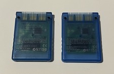 Lot Of 2 OEM Sony Playstation 2 PS2 8MB Memory Card Transparent Blue Magic Gate