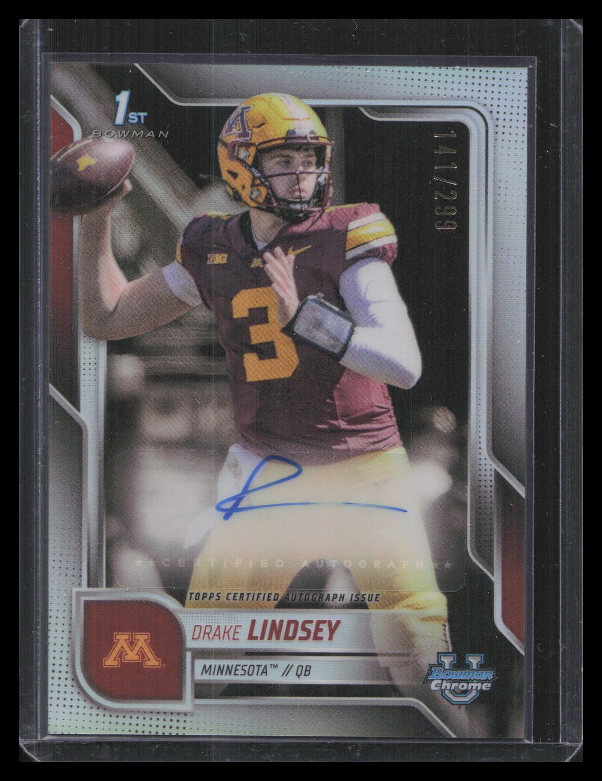 2025 Bowman U Chrome #BCA-DLI Drake Lindsey Prospect Autographs Refractor #/299