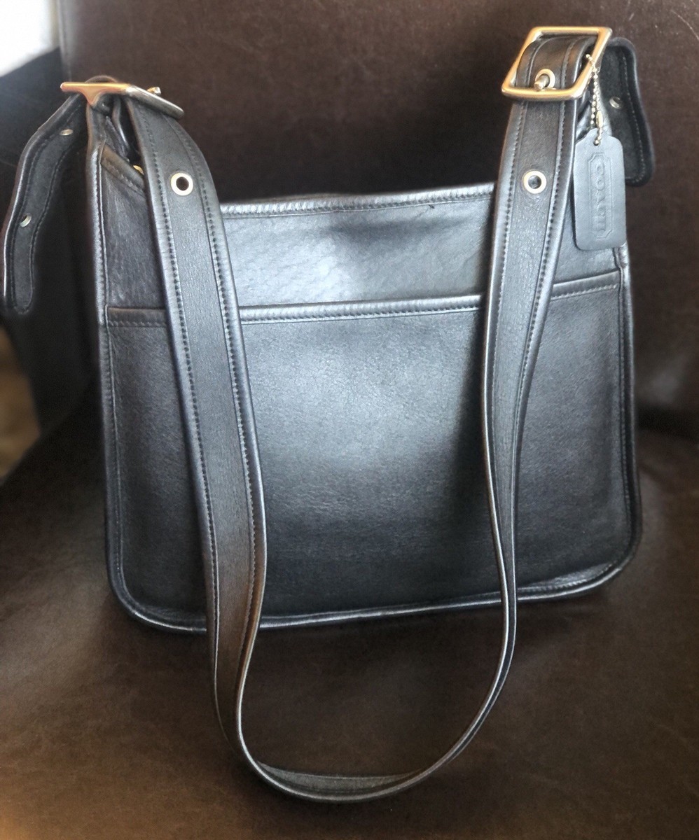 Vintage Coach Legacy Zip 9966 Black GloveTanned Leather Bag Nickel