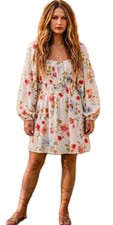 Old Navy Floral Crepe Babydoll Dress Balloon Sleeve Women's S
