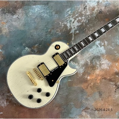 Electric guitar LP custom Cream white RANDY RHOADS black pickguard Gold hardwaer