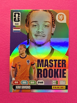 Xavi Simons Netherlands Panini World Cup 2026 Adrenalyn XL Master Rookie 619 RC