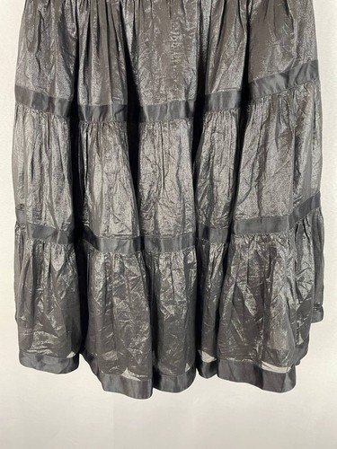 Chanel Boutique Damen Rüschen Midi Rock Größe 38 Schwarz Seidenmischung Rücken - Bild 5 von 7