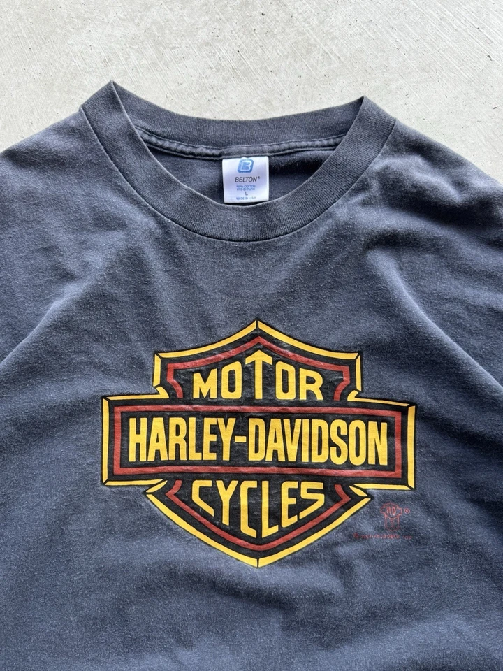 Rare Faded Vintage 80s Harley Davidson Flame Longsleeve size L - Image 2 of 4