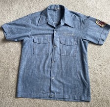 Vintage 1970  s NAT NAST Creation Blue Chambray Bowling Shirt-Size Medium/Large