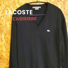 "LACOSTE" One-Point Logo V-Neck Cashmere Cotton Sweater RT