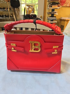 Balmain B-Buzz 22 Leather Top-Handle Bag Rouge Red 3BZ AN1DA797