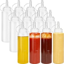 Uyuxxu 12 Pack 8 oz Plastic Condiment Squeeze Bottles,Multipurpose Squirt Bot...