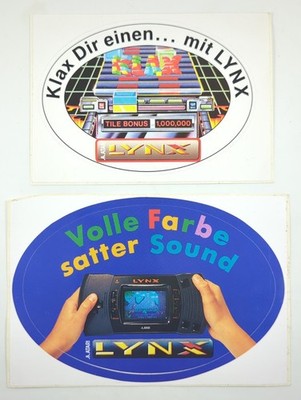 2x Atari Lynx Aufkleber / Klax - Vintage, Alt, Werbung, Deutsch