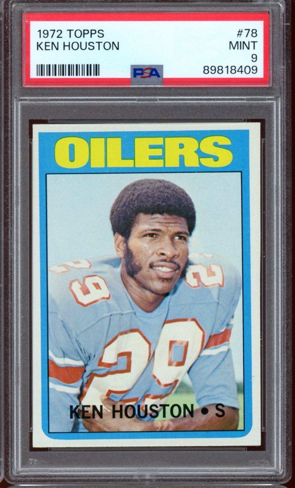 1972 Topps Football #78 Ken Houston PSA 9 *d3