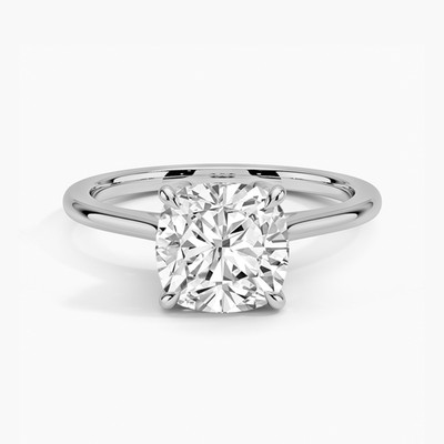 2 Ct Cushion Cut Moissanite Solitaire Engagement Ring 14k White Gold