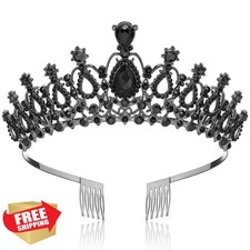 Papoopy Tiara Crown Headband Black Hair Accessory Wedding Party