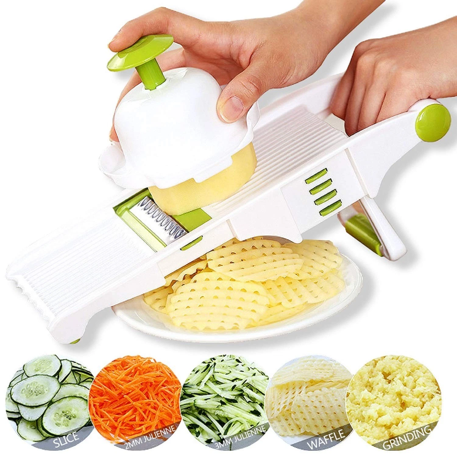 Mandoline Slicer – Adjustable Vegetable Mandolin, Fruit zucchini Slicer, Fren...