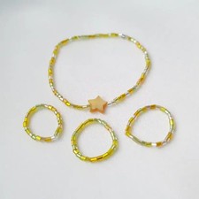 Handmade Yellow Beaded Ring - Translucent, Size 6-8, Adjustable