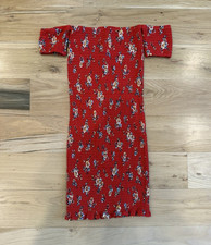 Rue21 Red Floral Off Shoulder Bodycon Dress Ruffle Short Sleeve Women’s XS