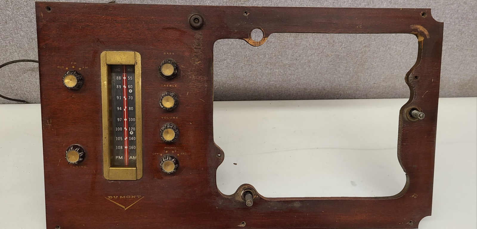 Vintage Dumont Tube AM/FM Radio Reciever Untested W/ Turntable Base