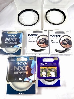 Lot of 7 Camera Lens UV Filters Hoya 67mm 52mm 43mm Amazon 72mm 67mm Tiffen 58mm